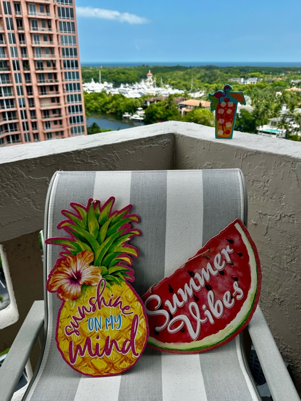 NWT Summer Vibes Pineapple Watermelon Hanging Sign Decor Set🍍🍉
